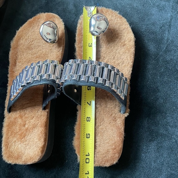 Phillip Lim 3.1 leather fur metal embellishment sandals flatform luxe rare NWOT - Picture 6 of 6